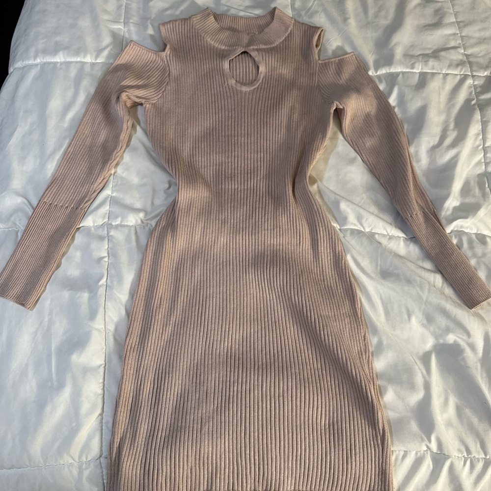 Say What? Tan Ribbed Dress - Picture 3 of 6